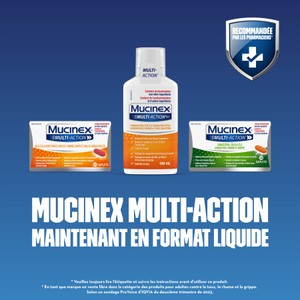 Mucinex Multi-Action maintenant en format liquide avec badge « Recommandée par les pharmaciens »